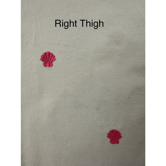 Talbots Signature Embroidered Crop Pants Size 16 Pink Shells Stretch Khaki Chino - Picture 9 of 12